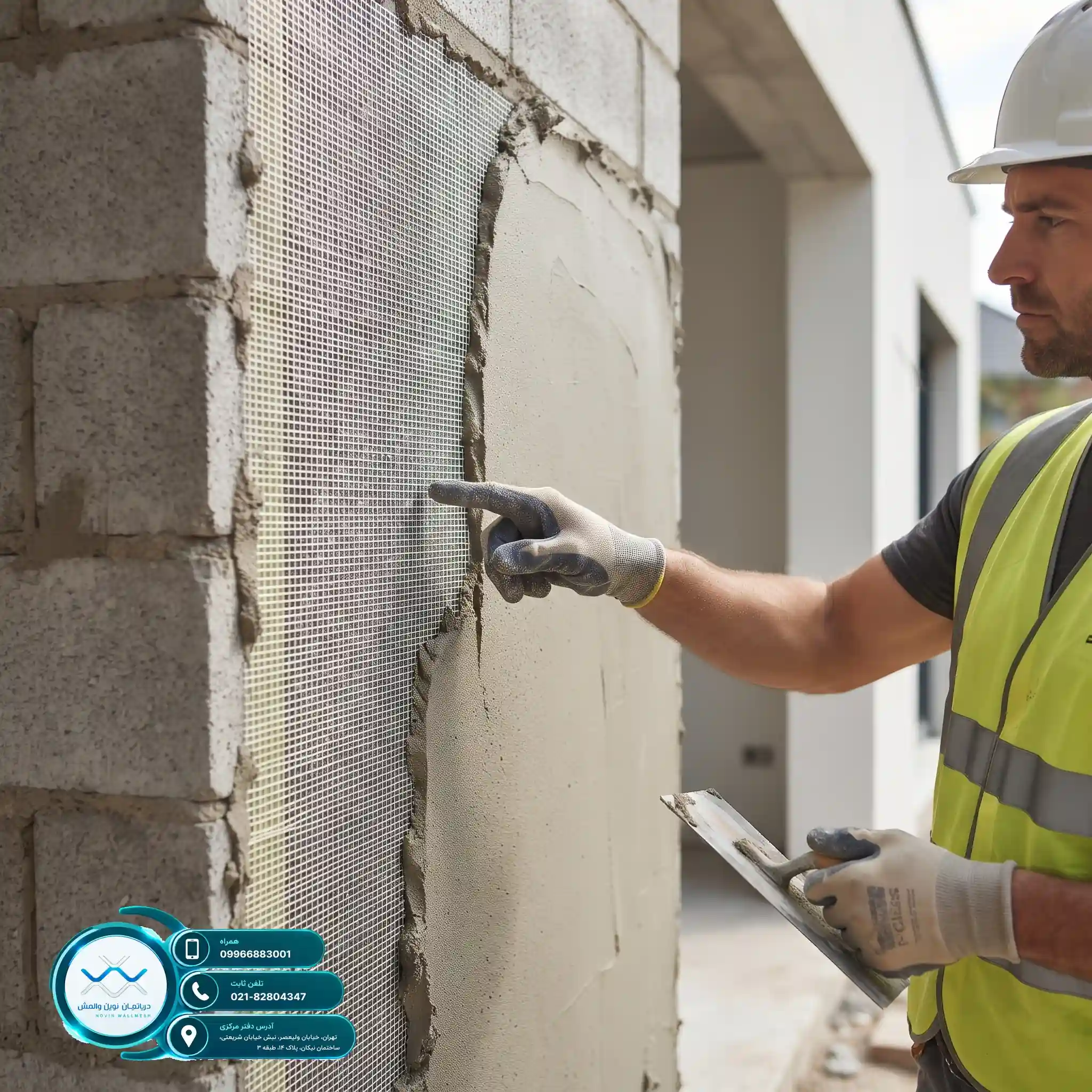 هزینه اجرای وال مش با مش فایبرگلاس C-Glass نوین وال مش